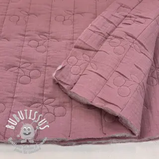 Tissu double gaze/mousseline STEPPED Cherries mauve
