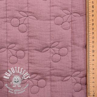 Tissu double gaze/mousseline STEPPED Cherries mauve
