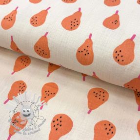 Tissu double gaze/mousseline Pears peach by JENNIFER BOURON ORGANIC