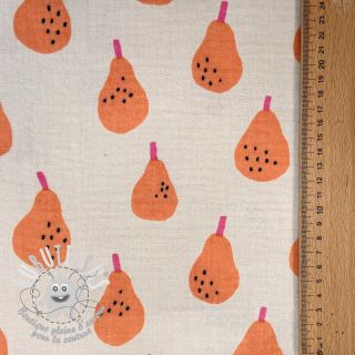 Tissu double gaze/mousseline Pears peach by JENNIFER BOURON ORGANIC