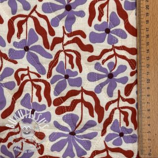 Tissu double gaze/mousseline STEPPED Flowers natural