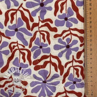 Tissu double gaze/mousseline STEPPED Flowers natural