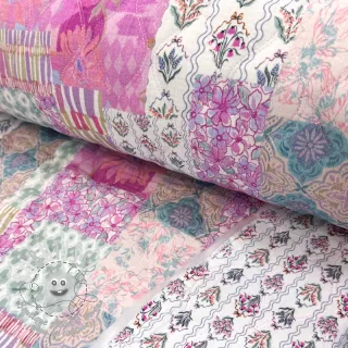 Tissu double gaze/mousseline STEPPED Flowers light pink digital print