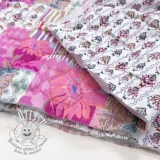 Tissu double gaze/mousseline STEPPED Flowers light pink digital print
