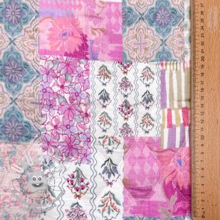 Tissu double gaze/mousseline STEPPED Flowers light pink digital print