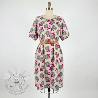 Tissu double gaze/mousseline Flowers green by JENNIFER BOURON ORGANIC