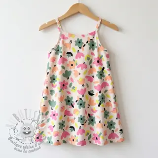 Tissu coton Flowers natural/green by JENNIFER BOURON ORGANIC