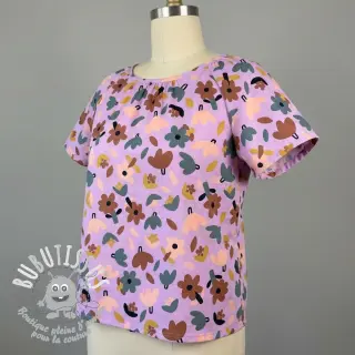 Tissu coton Flowers lavender by JENNIFER BOURON ORGANIC