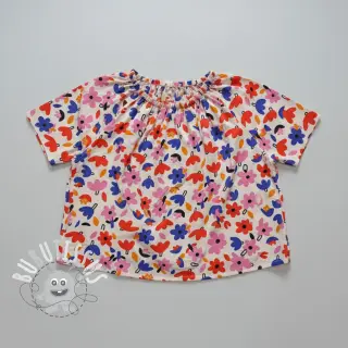 Tissu coton Flowers natural/blue by JENNIFER BOURON ORGANIC