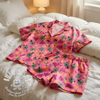 Tissu coton Flowers pink by JENNIFER BOURON ORGANIC