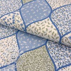 Tissu coton Flowers patchwork baby blue
