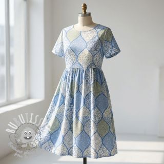 Tissu coton Flowers patchwork baby blue