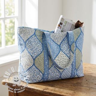 Tissu coton Flowers patchwork baby blue