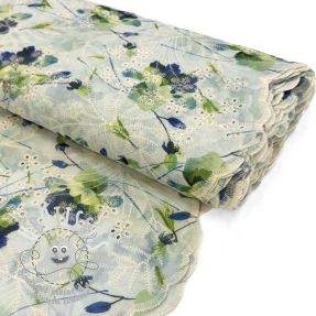 Tissu en coton avec un mélange EMBROIDERY Rose green