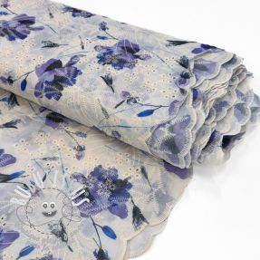 Tissu en coton avec un mélange EMBROIDERY Rose blue