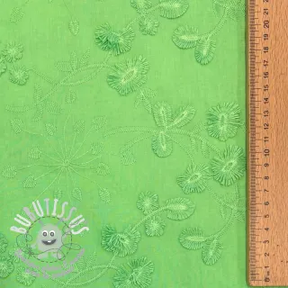 Tissu coton EMBROIDERY Catchy leaves green