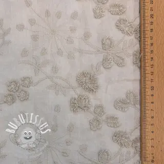 Tissu coton EMBROIDERY Catchy leaves beige
