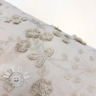 Tissu coton EMBROIDERY Catchy leaves beige