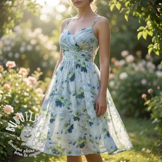 Tissu en coton avec un mélange EMBROIDERY Rose green
