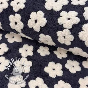 Tissu de manteau TEDDY Flower power off white