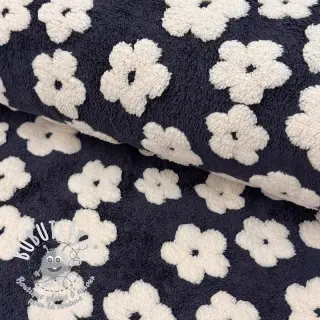 Tissu de manteau TEDDY Flower power off white