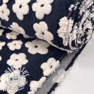 Tissu de manteau TEDDY Flower power off white