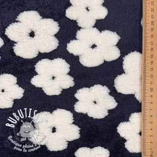 Tissu de manteau TEDDY Flower power off white