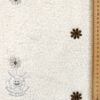 Tissu de manteau TEDDY EMBROIDERY Smiley flowers choco