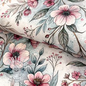 Jersey VISCOSE LYCRA HEAVY Classic flowers design D