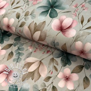 Jersey VISCOSE LYCRA HEAVY Classic flowers design C