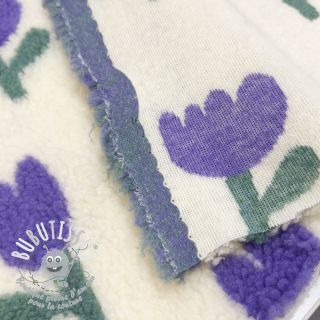 Tissu de manteau TEDDY JACQUARD Tulips off white