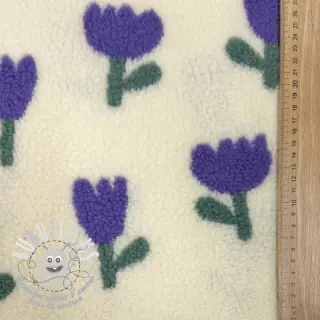Tissu de manteau TEDDY JACQUARD Tulips off white
