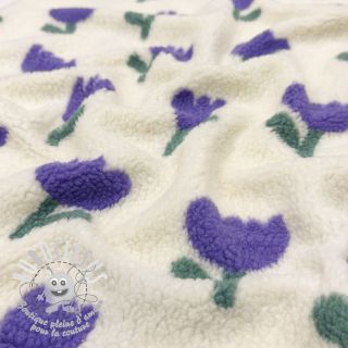 Tissu de manteau TEDDY JACQUARD Tulips off white