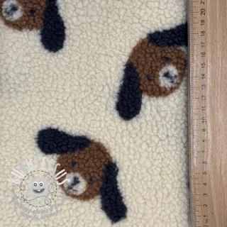 Tissu de manteau TEDDY JACQUARD Dogs brown