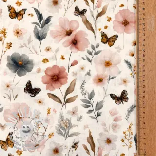 Viscose lin Flower sea design D
