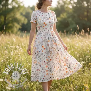 Viscose lin Flower sea design B