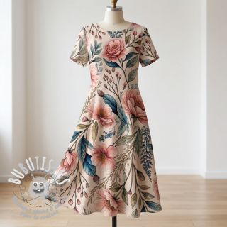 Viscose lin Floral design D