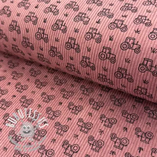 Tissu velours cotelé STRETCH Tractors old pink