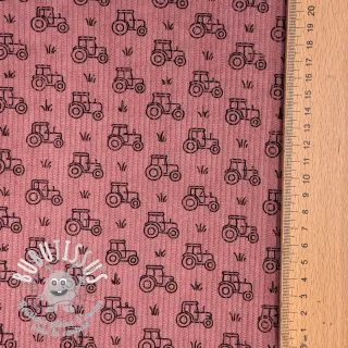 Tissu velours cotelé STRETCH Tractors old pink