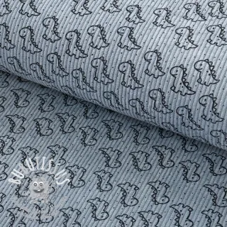 Tissu velours cotelé STRETCH Little dino old blue
