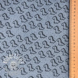 Tissu velours cotelé STRETCH Little dino old blue