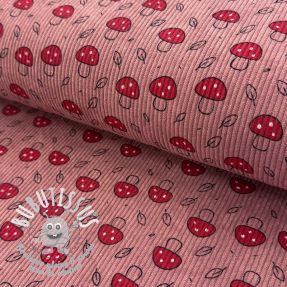 Tissu velours cotelé STRETCH Little mushrooms old pink