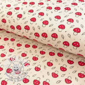 Tissu velours cotelé STRETCH Little mushrooms light sand