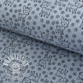 Tissu velours cotelé STRETCH Little deer old blue