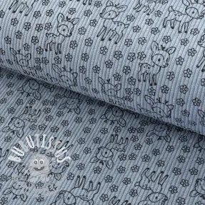 Tissu velours cotelé STRETCH Little deer old blue