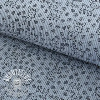 Tissu velours cotelé STRETCH Little deer old blue