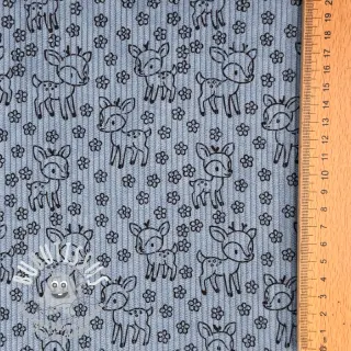 Tissu velours cotelé STRETCH Little deer old blue