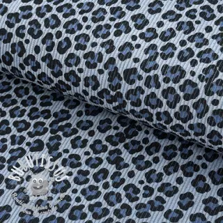 Tissu velours cotelé STRETCH Little Leopard old blue