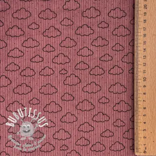 Tissu velours cotelé STRETCH Little clouds old pink
