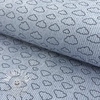 Tissu velours cotelé STRETCH Little clouds old blue